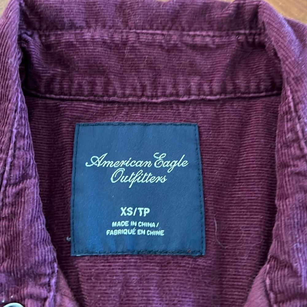 American Eagle Outfitters XS Purple Berry Snap Front Corduroy Blouse Westerncore - Picture 5 of 8